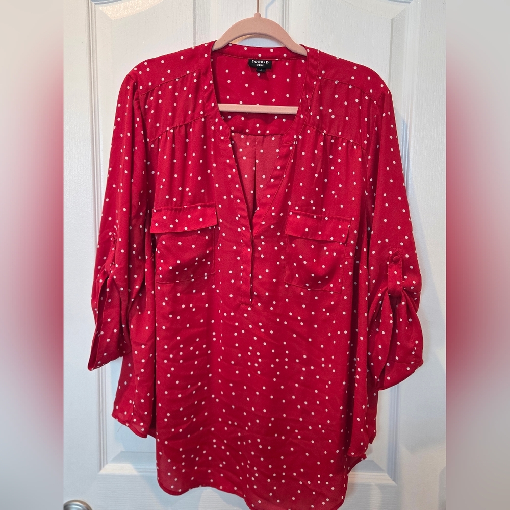 Torrid Harper Red Polka Dot Blouse